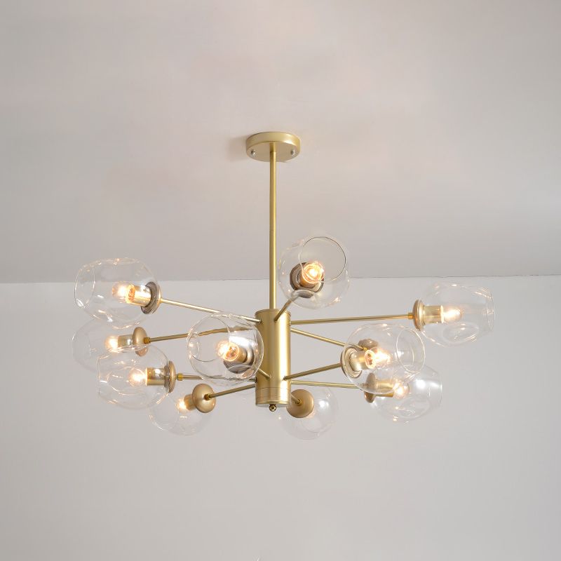 Contemporary Hanging Ceiling Lights Clear Glass Pendant Chandelier for Living Room