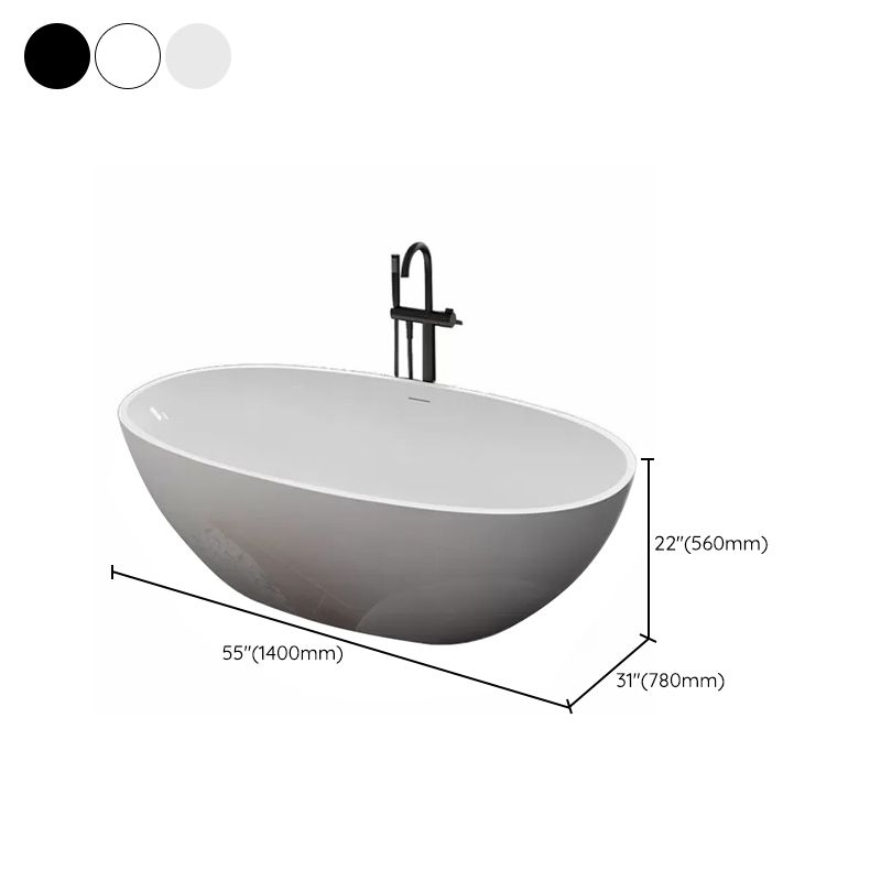 Stone Oval Soaking Bathtub Antique Finish Back to Wall Bath Tub