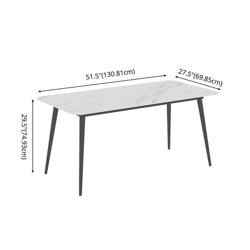Contemporary Sintered Stone Top Stand Rectangular Dining Set White Standard Dining Set for Kitchen
