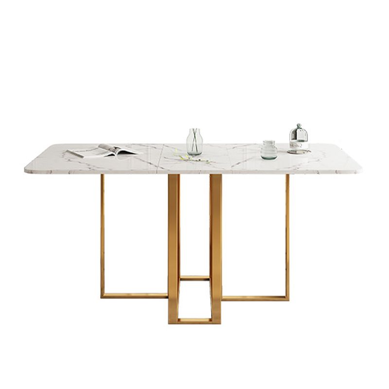 Rectángulo de mesa de comedor de piedra de estilo contemporáneo para el comedor en casa