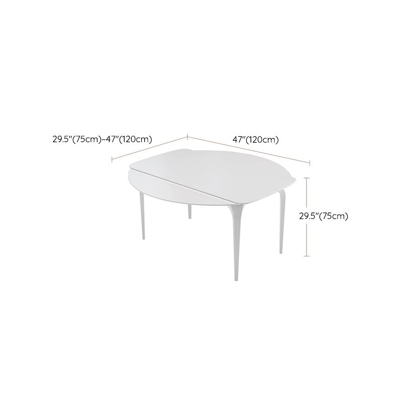 Contemporary White Round Stone Dining Table with 4 Steel Foot