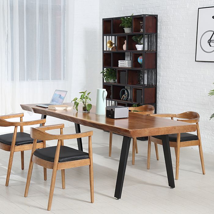 Forme rectangle 4 jambes table à manger industrielle Couleur en bois Tableau fixe de bois massif