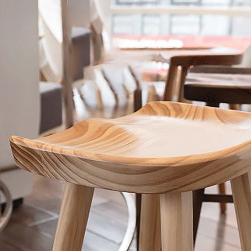 Contemporary Solid Wood Bar Stool Indoor Bar Stool with Wood Seat and Footrest