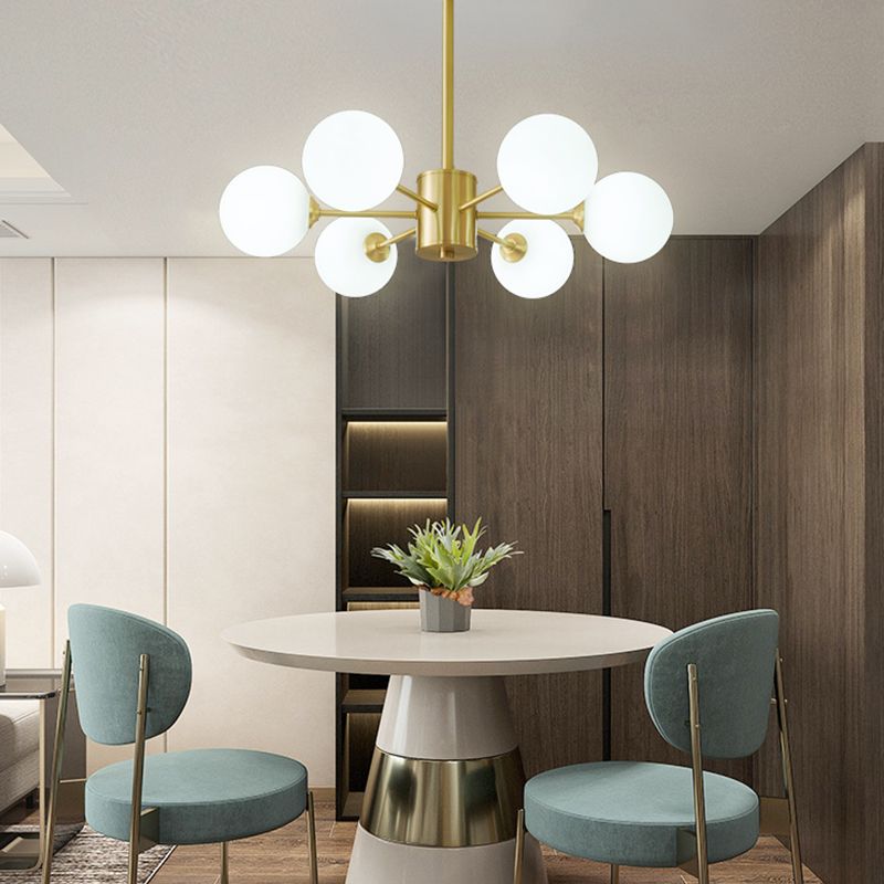 Globe kroonluchter verlichtingsarmaturen moderne multi-head gouden suspensie hanglampen met glazen schaduw