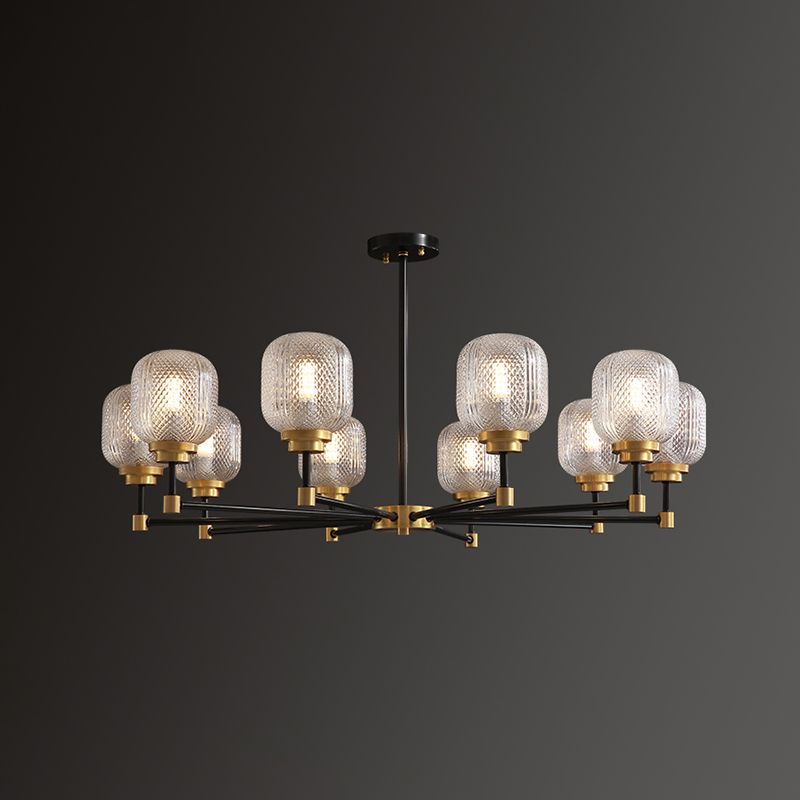 Brass Geometric Shape Chandelier Modern Chandelier Lamp with Prismatic Glass for Bedroom