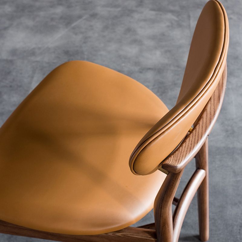 Brown Open Back Contemporary Armless Dining Room Chair for Kitchen