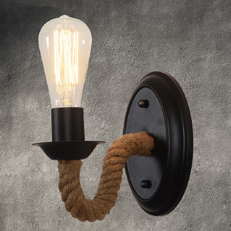 Gooseneck Wall Lamp American Retro Style Metal 1 Light Sconces