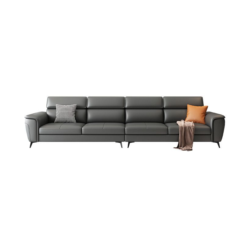 Grey Genuine Leather High Back Pillow Top Arm Sofa/Sectional with Wear-resisting