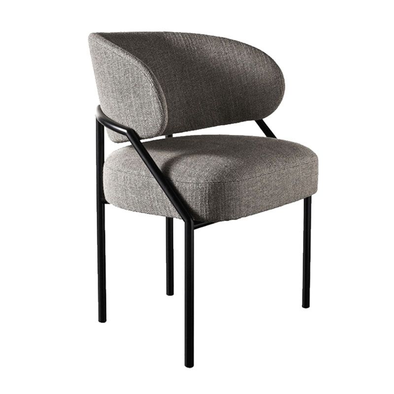 Metal Kitchen and Dining Room Chair Open Back Dining Side Chair in Black