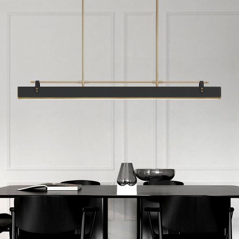 Leather LED Island Light Ultra-Modern Hanging Light Fixture for Dining Room