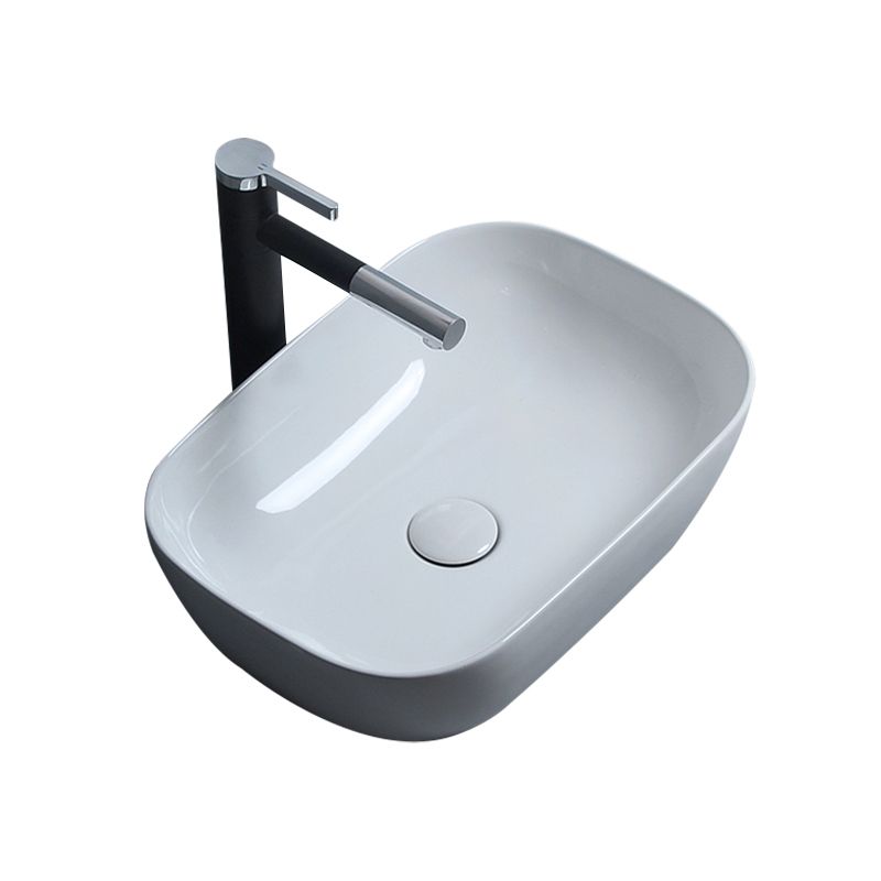 Traditional Vessel Bathroom Sink Porcelain with Faucet Basin Sink