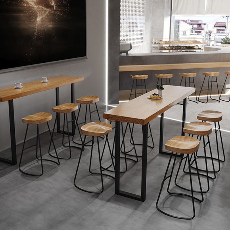 Modern Solid Wood Counter Height Stools with Footrest for Restaurant