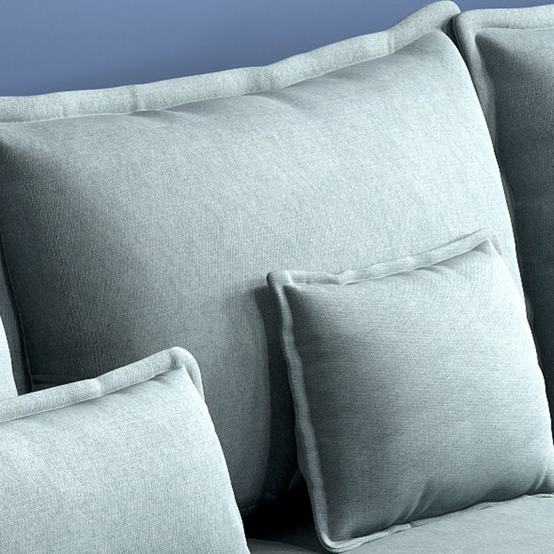 Blue Fabric Sectional with Pillows Modern Style L-shape Sectional