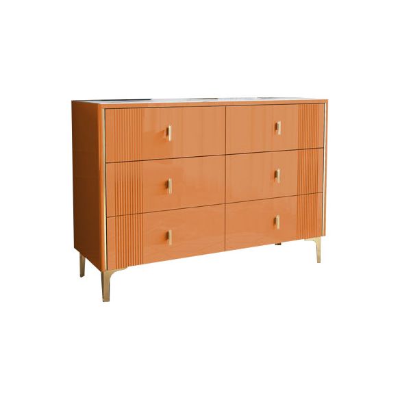 Glam Double Dresser Stone Horizontal Storage Chest Dresser for Bedroom