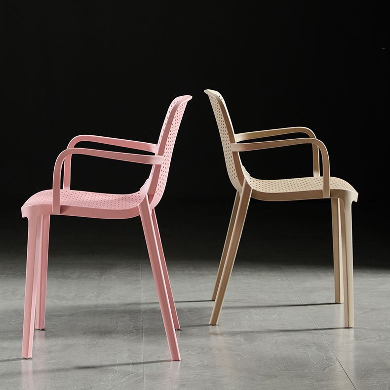 Sillas de comedor escandinavas Sillones con respaldo sólido de plástico (juego de 4)