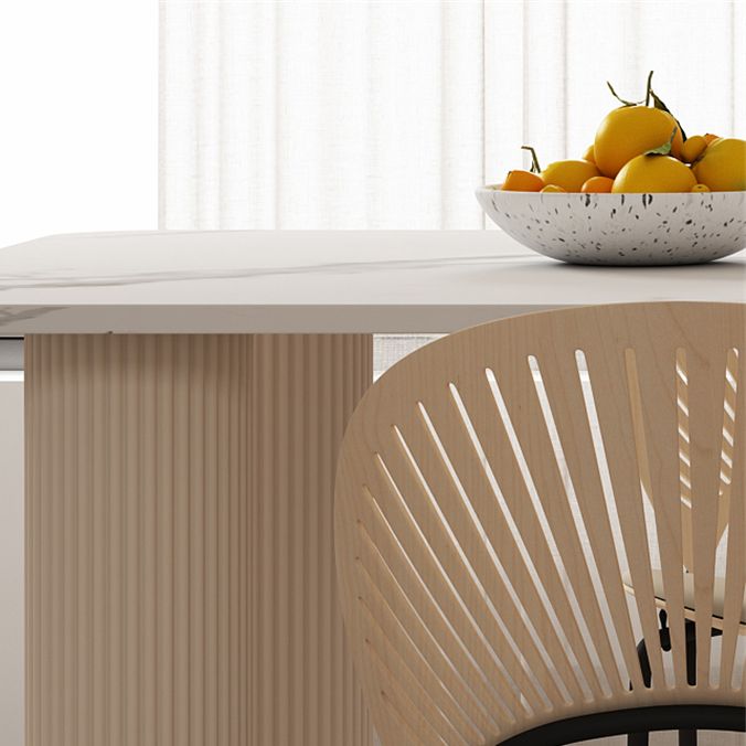Modern Style 1/4/5/7 Pieces Dining Table Rectangle Stone Furniture in White