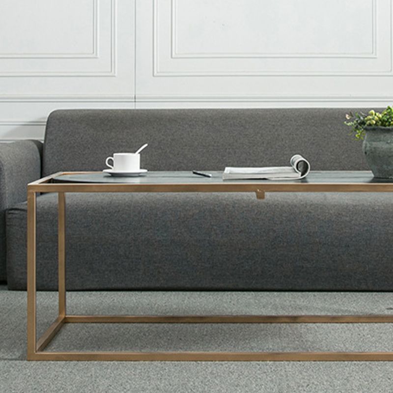 Solid Wood Rectangular Coffee Table Contemporary 1 Single Iron Frame Cocktail Table