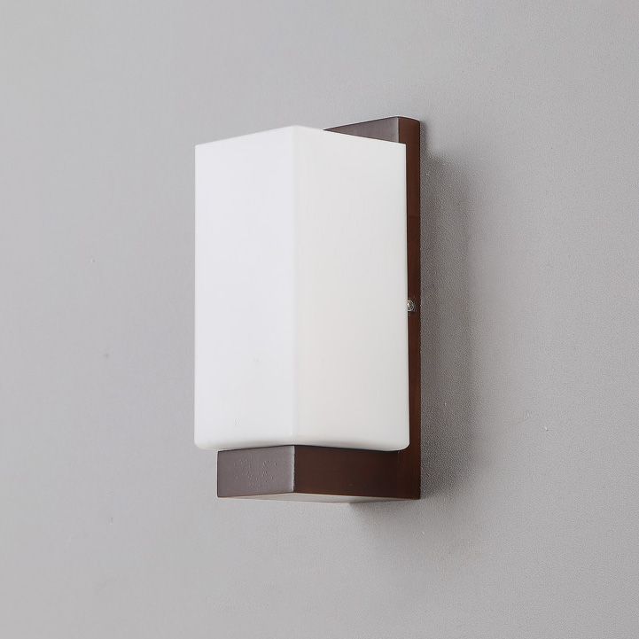 Estilo contemporáneo Luces de apliques de pared geométrica madera y vidrio 1 lámpara de luz