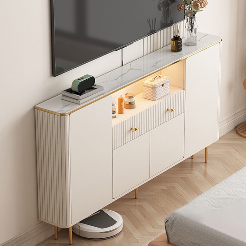 Contemporary TV Media Console Stone TV Stand Console with Doors