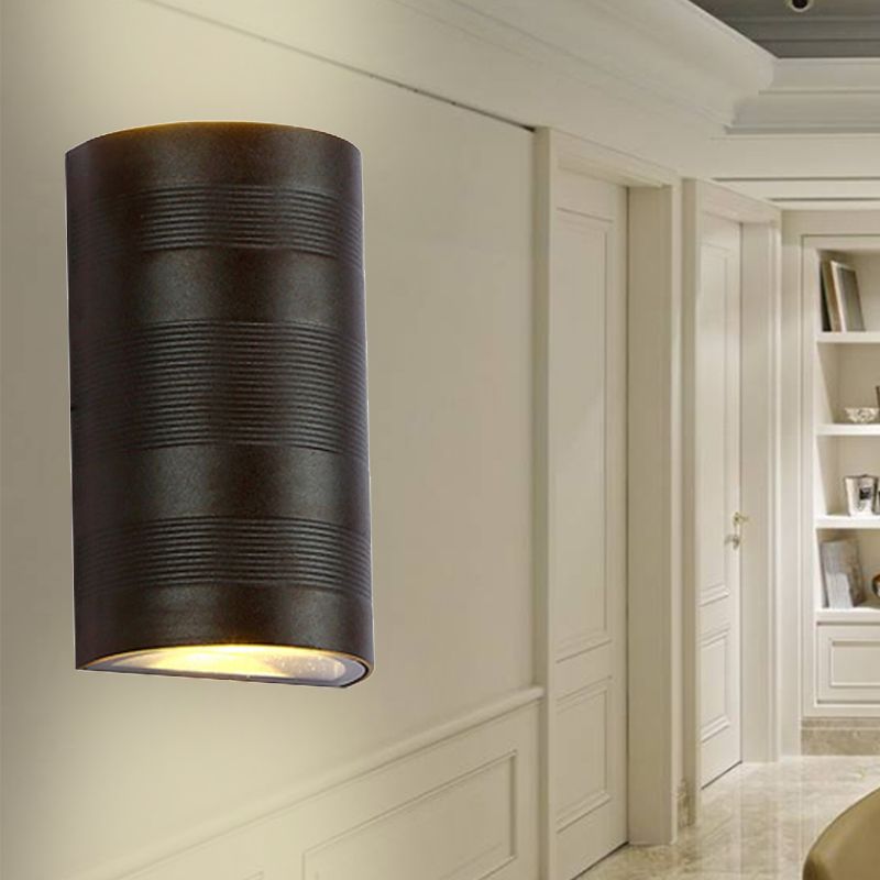 Lampada metallica a metà cilindro lampada rondella moderna in stile moderno 2 teste nere a parete montata in illuminazione calda/bianca
