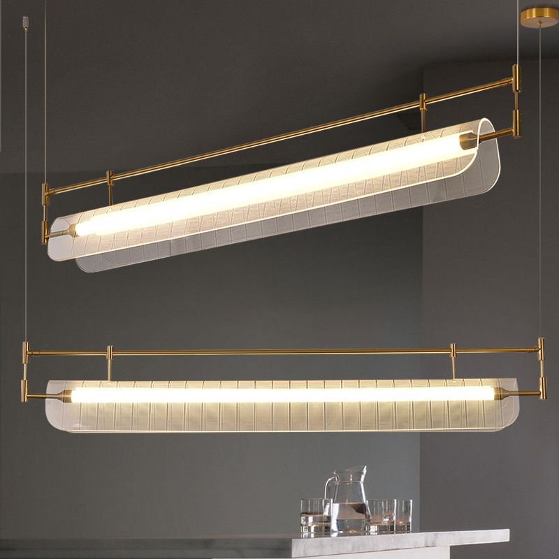 Acrylic Shade Ceiling Pendant Light Modern Linear Shape Island Lighting Ideas for Kitchen