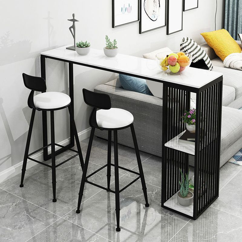 Glam Round Metal Bar Stools Low Back Dining Stools with Footrest