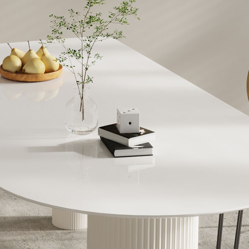 Free Form Stone Top Dining Table for Home Contemporary White Dinette Table
