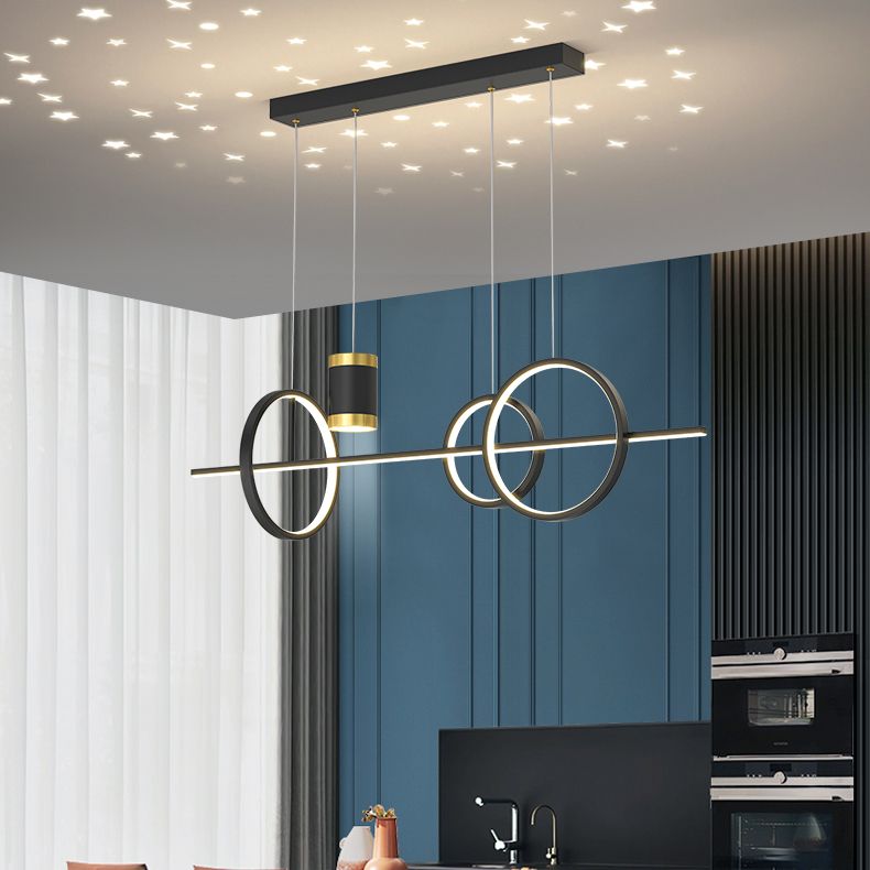 Modern Style Dining Island Light Dining Room LED Line Hanging Light Fixture