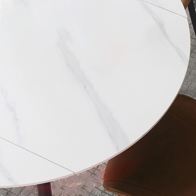 Mesa de comedor de piedra sinterizada de estilo moderno mesa redonda blanca con 4 patas