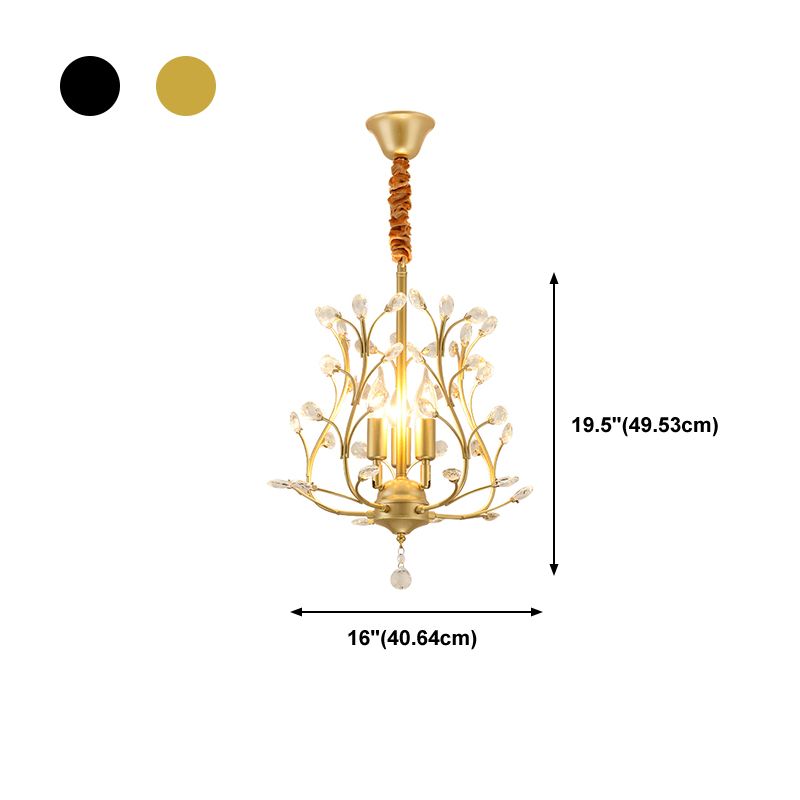 Countryside Candle Chandelier 3 Head Crystal Pendant Lighting Fixtures for Dining Room