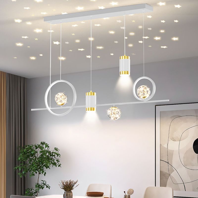 Modern Metal Ceiling Light Circle Shape Island Light with Acrylic Shade for Living Room