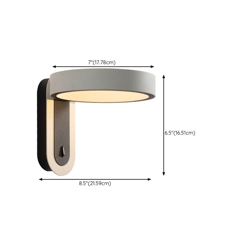 Nordic Style Aluminum Wall Light Circle Shape Rotatable Wall Lamp for Bedroom