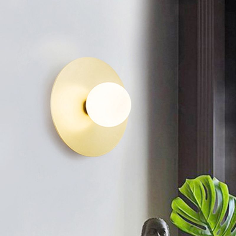 1 Lampen Badezimmer Wandlampe Modernismus Gold LED Wandleuchte Leuchten mit kugelförmiger weißer Glasschatten