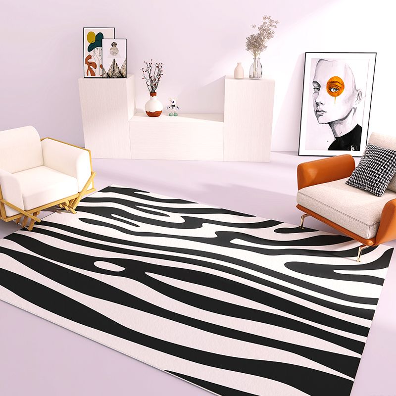 Black Modern Rug Polyester Color Lump Rug Non-Slip Backing Rug for Drawing Room