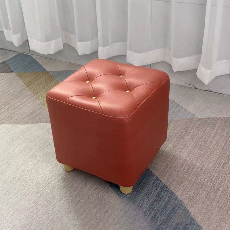 Modern Cotton Pouf Ottoman Plain Square Tufted Water Resistant Chair Pouf