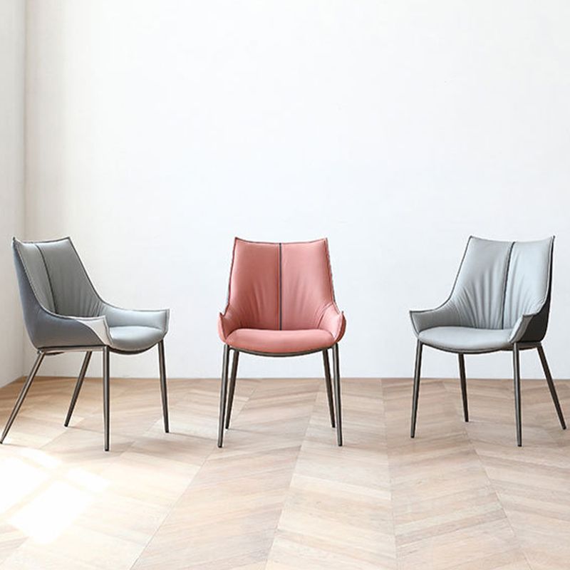 Contemporary Faux Leather Dining Chairs Arm Side Chairs with Metal Legs for Kitchen