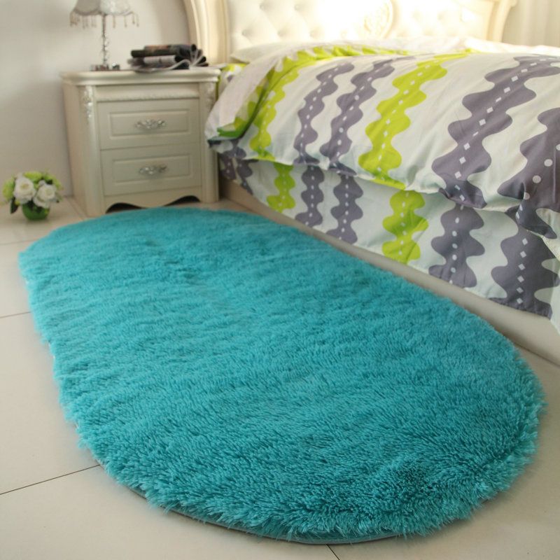 Oval Plush Rug Indoor Rug Non-Slip Backing Machine Washable Area Carpet