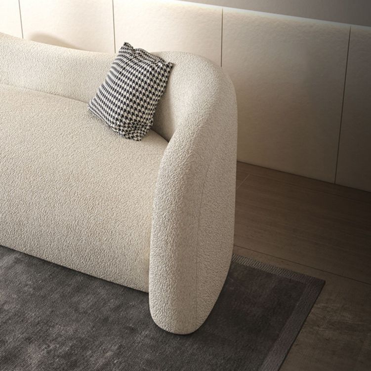 Scandinavian Settee Fabric Living Room Tuxedo Arm Curved White Seating