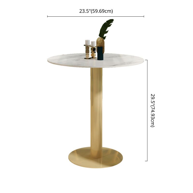 Glam Style Dining Room Set with Round Sintered Stone Top and Pedestal Base Dining Furniture