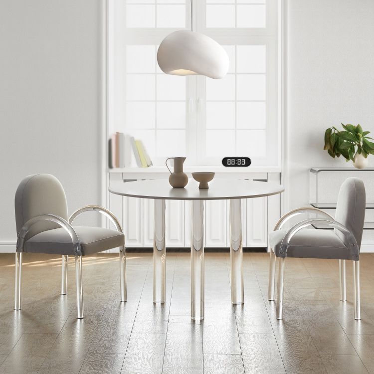 Acrylic Legs Dining Furniture Set 1/2/3/4 Pcs Round Table with Upholstered Chairs