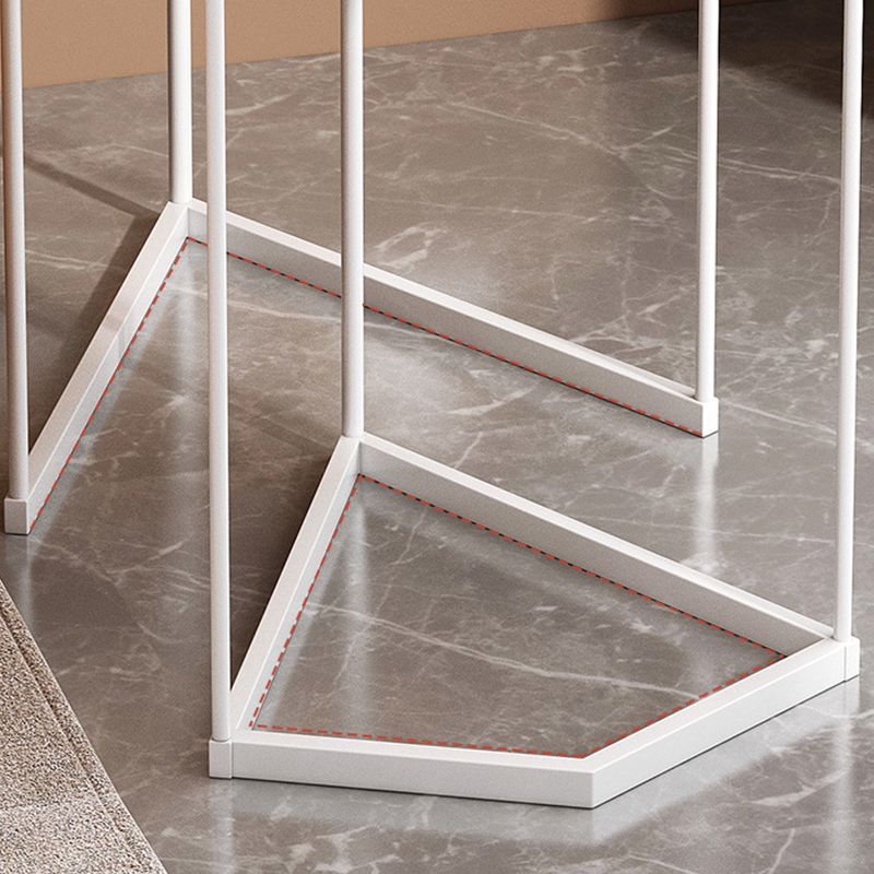 Minimalistic Coffee Table Round Glass Top Cocktail Table with Storage