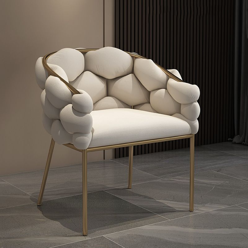 Biscuit Back Sofa 23.62" Deep Sloped Arm Sofa with Gold Frame
