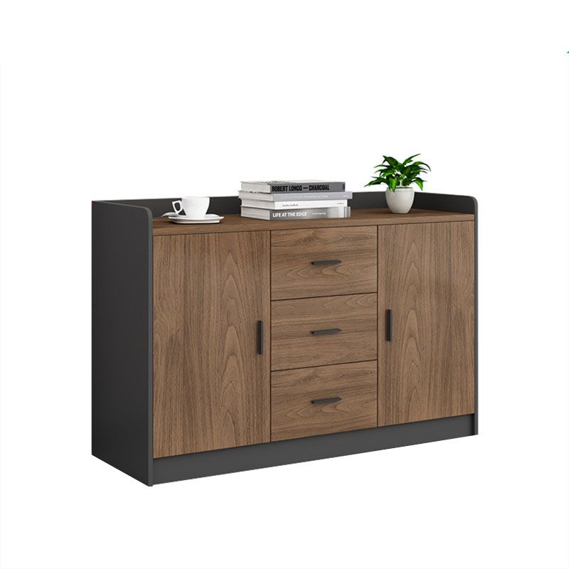 Modern Brown Engineered Wood Filing Cabinet with Drawers for Home Office