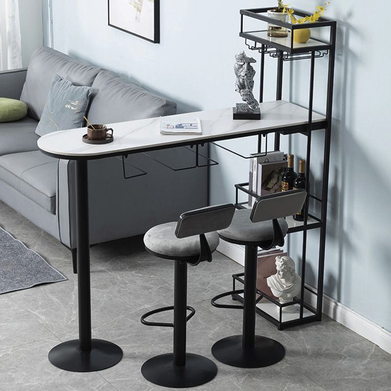 Contemporary Style Pub Set 1/3 Pieces Stone Pub Dining Set for Indoor