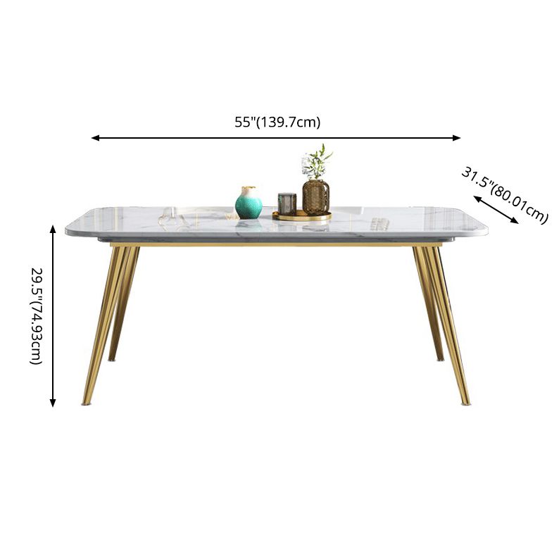 Fixed Sintered Stone Dining Room Set with Metallic 4 Legs Table Dining Room Furniture for Home Use