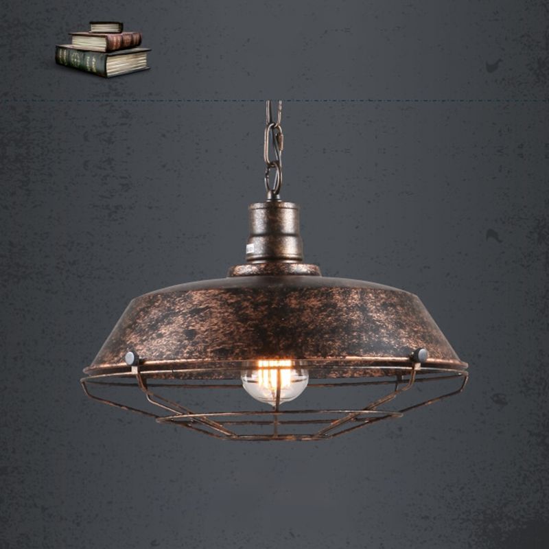 1 lampada a sospensione a sospensione leggera industriale retrò lampada sospesa in metallo con grill per sala da pranzo