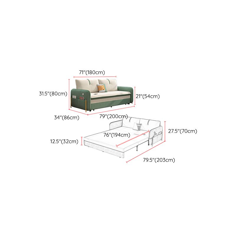 33"H Glam Futon Sofa Bed Futon White Cushion Back Sleeper Sofa with Storage