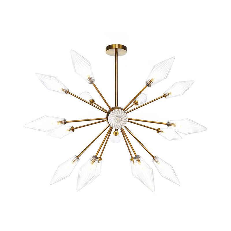 Vintage Style Diamond Hanging Fixture Amber/Clear Glass 9/12/15 Heads Restaurant Chandelier Light with Adjustable Rod