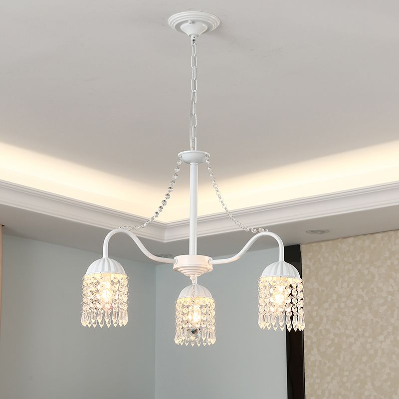 Crystal Tassel LED Chandelier Lamp Country Style Living Room Hanging Light Fixture