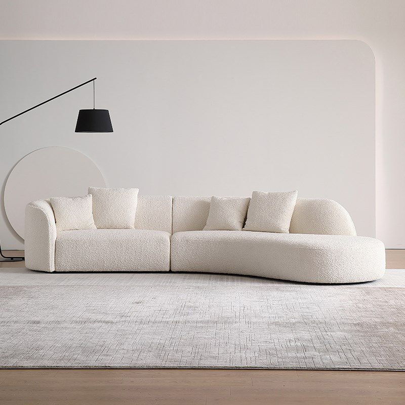 Water Resistant Sofa Wooden Curved Recessed Arm Settee for Living Room